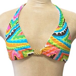 Trina Turk Bikini Top Swimsuit Swim Triangle Halter S Small